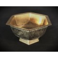 Vintage Hexagonal Chinese-made Brass Pedestal Bowl