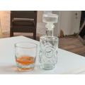 Round Glass Decanter with Circle Motif