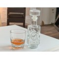 Round Glass Decanter with Circle Motif