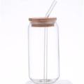 Drinking Glass with Bamboo Lid - Glass Straw & Brush