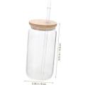 Drinking Glass with Bamboo Lid - Glass Straw & Brush