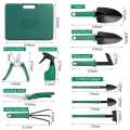 10 Piece Green Garden Tool Set With Carrying Case