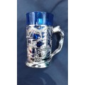 COBOLT BLUE MUGS INSILVER PLATED HOLDERS 2 UP FOR GRABS BID INDIVIDUALY