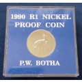 R1 1990 P W Botha Proof Coin