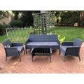 Patio Furniture Ratten Dining Sets 4PCS With Cushion, Outdoor Garden Wicker Sofa