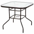 Outdoor Patio Table Patio Tempered Glass Patio Dining Tables with Umbrella Hole Perfect Garden Deck