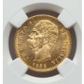 Italy: Umberto I Gold 20 Lire 1885-R MS63 NGC