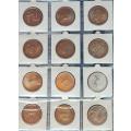 12 South African Silver one rand coins Unc and proof