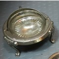 Vintage Silver Plated Butter Dish with Roll-Top made in England