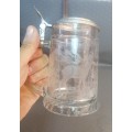 Charming West German Glass Beer Stein with Beautiful Sanblasted images