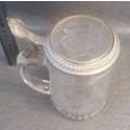 Charming West German Glass Beer Stein with Beautiful Sanblasted images