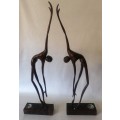 Breathtaking two very large candle holder wooden sculptures
