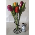 Stunning Glass and Cast Iron Vase Filled with Colourfull Wooden Flowers
