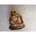 Two Cute Buddha`s One Ceramic the other Ivory