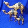 Awesome!! Group of Vintage Hand Carved Leather bound Camels