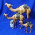 Awesome!! Group of Vintage Hand Carved Leather bound Camels