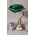 Magnificent Vintage Mid 20th Century Underwriters Lab Brass Bankers Lamp
