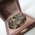 Vintage Maritime Solid Brass Sundial Compass in Box