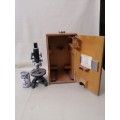 Very Large Cooke, Troughton and Simms Microscope in wooden case with extras