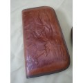 Exquisite Hand Carved Genuine Leather Handgun Pouch and Cowboy Hat