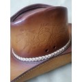 Exquisite Hand Carved Genuine Leather Handgun Pouch and Cowboy Hat