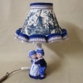 Very Beautiful Hand Painted Delft Table Lamp from Holland