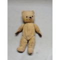 A VERY OLD VINTAGE 33CM TALL GOLDEN MOHAIR ARK BEAR COMPLETELY STUFFED WITH STRAW - RARE SIZE!!
