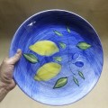 Three Gigantic Lemons Hand Painted Dinner Plates From Italy (350mm)