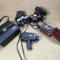 GROUP OF VINTAGE CAMERAS ALL WITH LEATHER BAGS