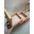 Vintage Sewing Box Wood 3 Tier Accordion - Poland Dovetailed Basket Rare!!