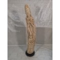 OLD VERY TALL ENGRAVED FAUX IVORY STATUE OF QIANLONG EMPEROR OF CHINA