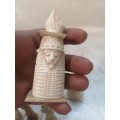 Vintage Carved Camel Bone Egyptian Chess Set