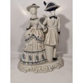 Dresden-like Courting Couple figurine  in period Victorian dress. Attributed Taiwan