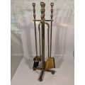 Made in England Antique Fireplace Solid Brass 4Pcs Tools Set with Stand - 600mm