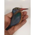 RARE FEATHERS OF KNYSNA LIMITED EDITION COMPOSITE MATERIAL HAND PAINTED MALACHITE KINGFISHER