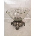 Magnificent Art Deco Artglass with Metal Base Compote Centrepiece, Fruit/Cookie Bowl.