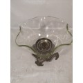 Magnificent Art Deco Artglass with Metal Base Compote Centrepiece, Fruit/Cookie Bowl.