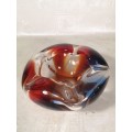 Vintage 1960`s MCM Murano Art Glass Pentagon Shape Folded Wave Ashtray