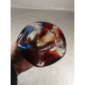 Vintage 1960`s MCM Murano Art Glass Pentagon Shape Folded Wave Ashtray