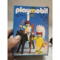Vintage Playmobil 3580-lyr - Mounted Indian And Brave with Box