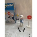 Vintage 1980`s  Playmobil 3324v1 - Policeman / 2 road signs with Box