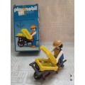 Vintage 1980`s   Playmobil 3369 - Farmer with wheelbarrow with Box