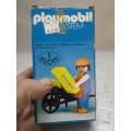 Vintage 1980`s   Playmobil 3369 - Farmer with wheelbarrow with Box