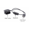 Obd2 16Pin Car Dc-Dc Converter Module Usb Port & Switch, 12V 24V To 5V 2.1A