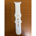 Watch Band compatible with Apple watch 42mm to 49mm Rose Blossom Engraved white silicone