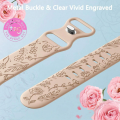Green Floral engraved Watch Band compatible with Apple watch 38 - 41mm