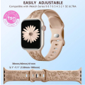 Burgundy Floral engraved Watch Band compatible with Apple watch 38 - 41mm