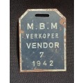 1942 Mossel Bay Municipality No.7 Verkoper / Vendor License Disc                 G13
