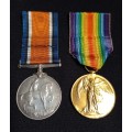 WW1 - WAR MEDAL and VICTORY MEDAL PTE. J.C. BECKETT 6 S.A.I.            ZZ5