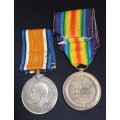 WW1 PAIR Victory and 1914-1918 War Medal --- NAMED TO 11320 SJT. J. McKinnon WORC.R           L15